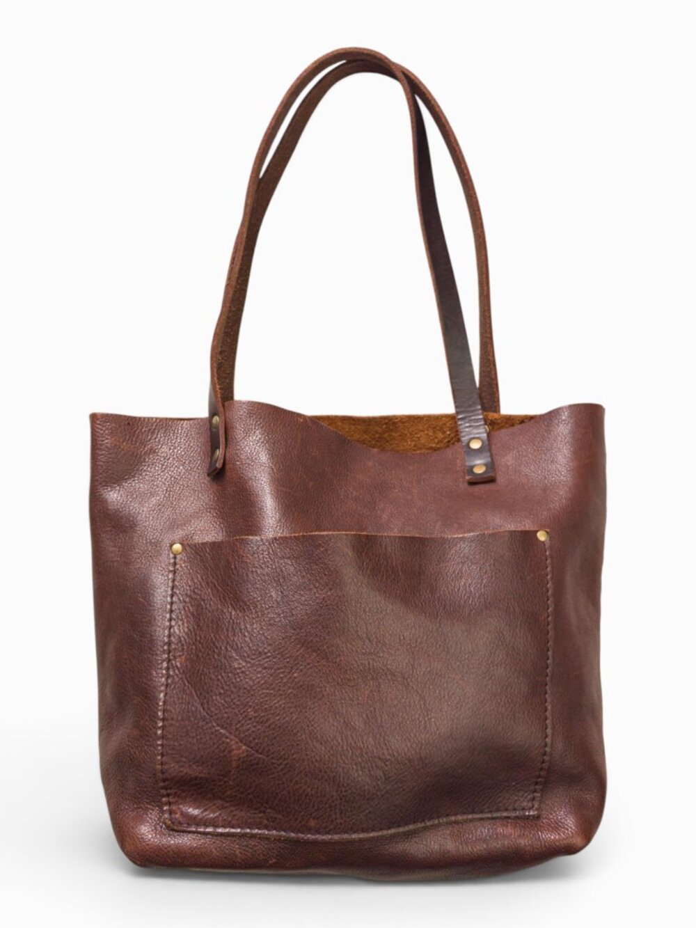 Portland Leather Goods Brown Leather Tote, Medium (12"H x 15"W x 5.5"D)